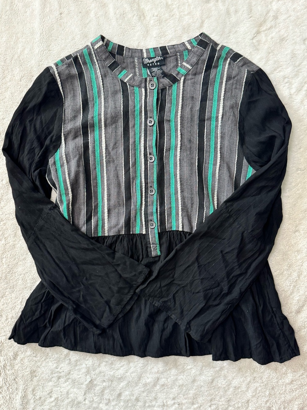WRANGLER Retro embroidered textured flowy western flowy top